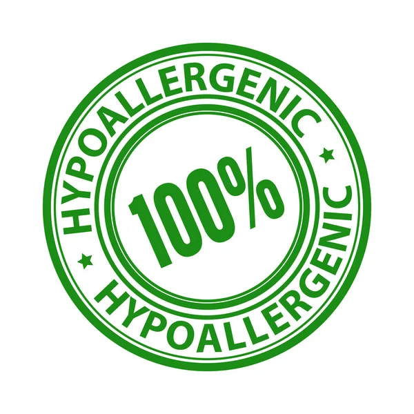 Distintivo Verde 100 Hipoalergênico Isolado Fundo Branco Adesivo Para Cosméticos — Vetor de Stock