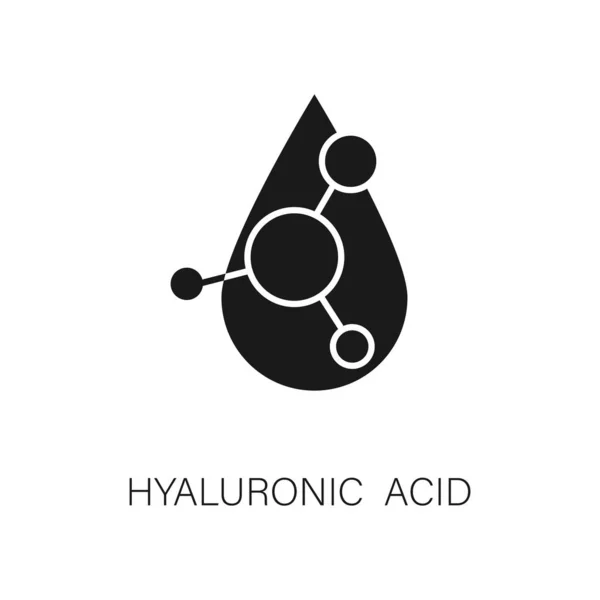 Icon Drop Hyaluronic Acid Isolated White Background Vector Flat Black — Stock Vector