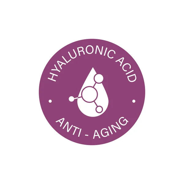 Icon Hyaluronic Acid Aging Cosmetics Symbol Light Lilac Badge Aging — Stock Vector
