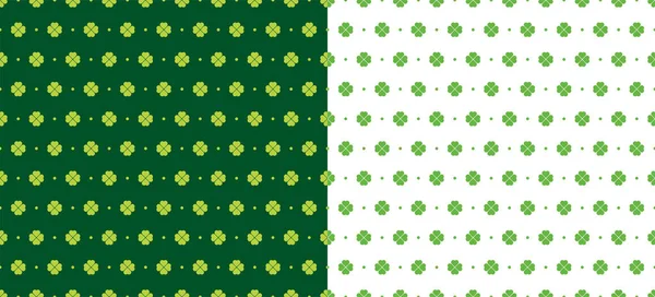 Seamless Vector Background Simple Clover Leaf Pattern Dots Set Two — Vettoriale Stock