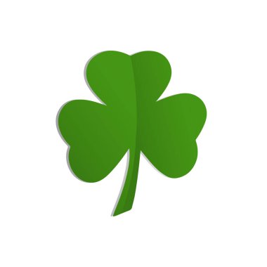 Beyaz arka planda izole edilmiş vektör yeşil yonca yaprağı. Simge, logo, tasarım ögesi