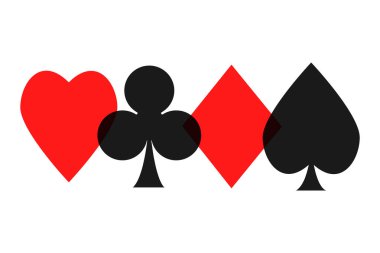 Kart oynamak için bir dizi sembol. Vektör illüstrasyonu beyaz arkaplanda izole edildi.