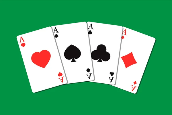 Ensemble Quatre Costumes Cartes Jouer Une Combinaison Poker Gagnant Quatre — Image vectorielle