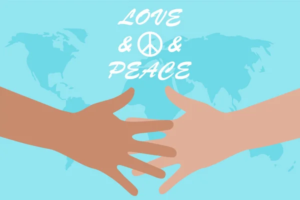 没有战争的和平的载体 关于世界和平日的说明 两只手伸向对方 — 图库矢量图片
