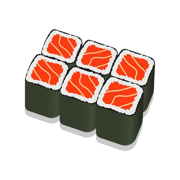 Conjunto Rollos Sushi Aislados Sobre Fondo Blanco — Vector de stock