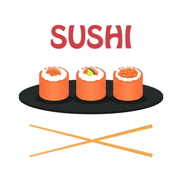 Annonserar Sushibarer Sushi Och Rullar Affisch Flygblad Vektorgrafik — Stock vektor
