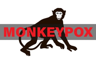 Bir maymun ikonunun vektör çizimi. 2022 'nin yeni maymun çiçeği virüsü bir maymun tarafından bulaşan bir hastalık..