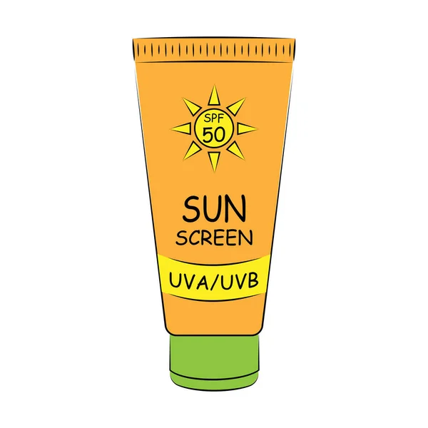 Tube Spf Sunscreen Prevent Aging Skin Cancer Flat Vector Icon — Stock Vector