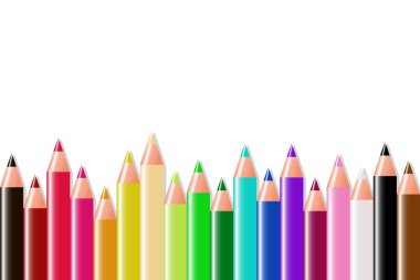 Crayons - a set of colored pencils. Back to school. For school education. Realistic set of pencils for drawing. Vector illustration.