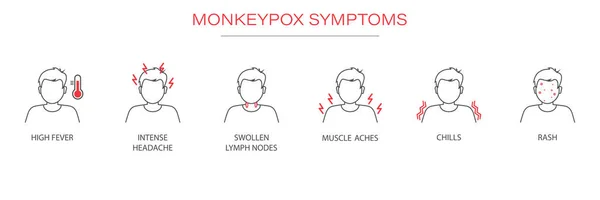 Symptoms Monkey Pox Virus Monkey Pox Spreading Causes Skin Infections — 스톡 벡터