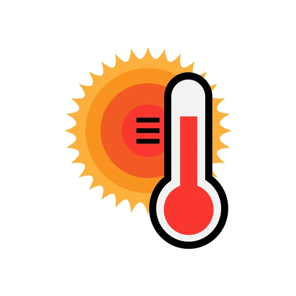High Temperature Icon Global Warming Symbol Highlighted White Background — Stock Vector