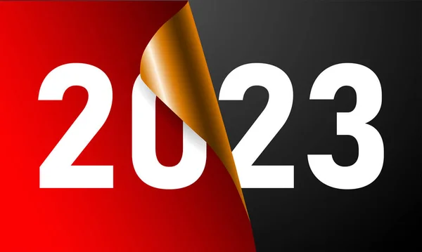 Yeni yıl 2023. Tebrik kartı tasarım şablonu. 2022 'nin sonu ve 2023' ün başı. Yeni yılın başlangıcı konsepti. Sayfa döner ve yeni yıl başlar..