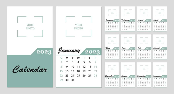 Розробка Шаблону Настінного Календаря 2023 Щомісячне Творче Компонування Календаря Векторна — стоковий вектор