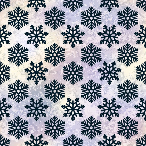 Vector Winter Snowflakes Silver Metallic Seamless Pattern Impression Neige Dessinée — Image vectorielle