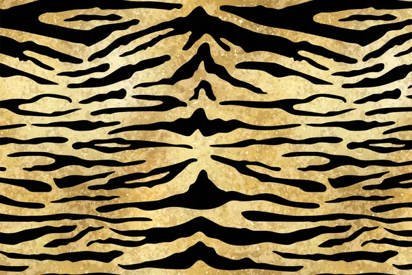 Золотой Тигр Рисунок Фона Векторная Золотистая Текстура Кожи Диких Животных — стоковый вектор