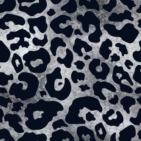 Vektor Trendy Stříbrný Leopard Skvrna Lesklé Bezešvé Vzor Abstraktní Divoké — Stockový vektor