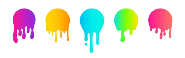 Pittura Dripping Cerchio Collezione Adesivi Colori Vivaci Gradiente Vettore Corrente — Vettoriale Stock