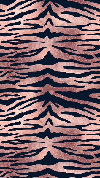 矢量粉红金属虎抽象垂直背景 新野生动物玫瑰金虎纹箔纹理为社交媒体横幅 电话壁纸 — 图库矢量图片