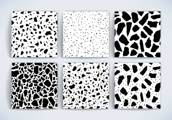 Vector Terrazzo Piso Sem Costura Padrões Definidos Abstrato Superfície Pedra — Vetor de Stock