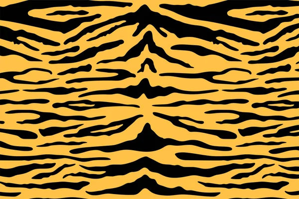 Тигриный отпечаток. Векторная текстура кожи дикого животного, рисунок черных полос на желтом фоне. Абстрактные обои для сафари в джунглях — стоковый вектор