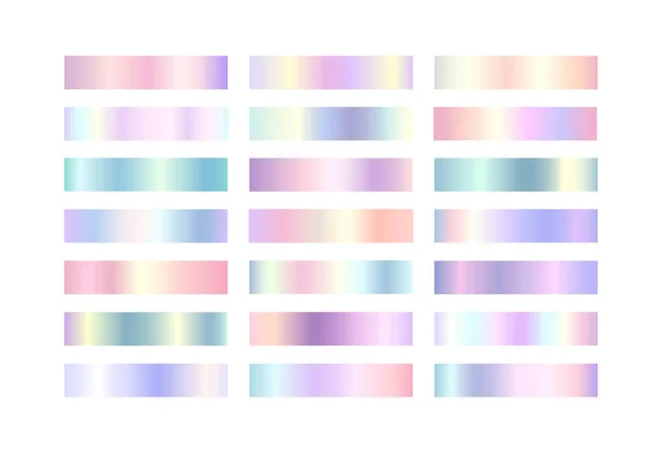 Regenboog Verloop Kleurset Eenhoorn Holografische Goud Metallic Zilver Regenboog Chroom — Stockvector