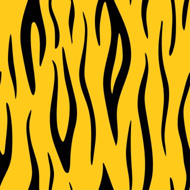 Tiger leather print background. Vector wild animal skin texture, black stripes pattern on yellow background. Abstract jungle safari wallpapers.