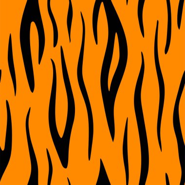 Tiger leather print background. Vector wild animal skin texture, black stripes pattern on orange background. Abstract jungle safari wallpapers.