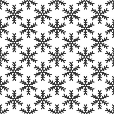 Vector Winter Snowflakes Seamless Pattern. Christmas hand drawn black snow print on white background. New year geometric texture for print, wrapping paper, fabric design, gift, backgrounds, textile