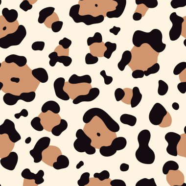 Leopard seamless pattern. Vector hand drawn wild animal leo skin, cheetah texture with black and brown spots for fashion print design, fabric, textile, backgrounds, wallpaper, web
