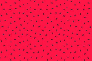 Watermelon red pattern horizontal background. Vector summer fresh fruits backgrounds. Watermelon pulp with black seed texture hand drawn backdrop.