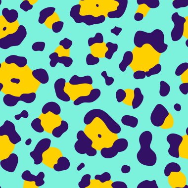 Soyut leopar kusursuz desen. Vektör el vahşi hayvan çita derisi, mavi leopar deseni moda leo deseni tasarımı, kumaş, tekstil, ambalaj kağıdı, duvar kağıdı, arka plan.