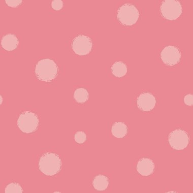 Şirin El Çekimi Dokulu Çemberler Pembe Kusursuz Desen. Pembe fırça darbesi grunge desenli soyut pastel baskı. Kağıt ve kumaş baskısı için vektör pastel boya desenli arkaplan.