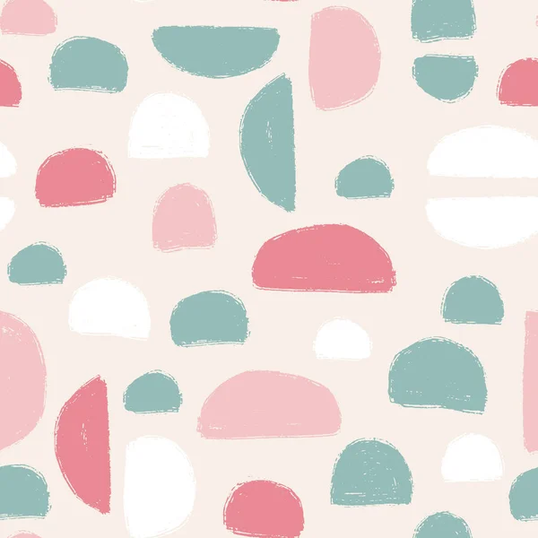 Cute Hand Drawn Textured Shapes Seamless Pattern Abstract Pastel Print — Stock Vector