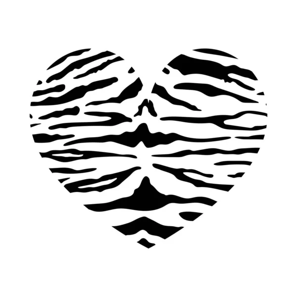Heart Shape Tiger Print Texture Abstract Design Element Wild Animal — Stock vektor
