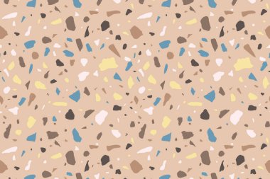 Vector Terrazzo pattern horizontal background. Abstract color italian flooring stone, concrete brown texture. Classic granite natural textured background for interior design, print, wallpaper, textile