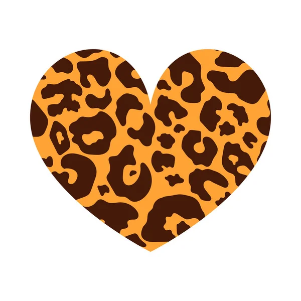 Heart Shape Leopard Print Texture Abstract Design Element Wild Animal — Vector de stock