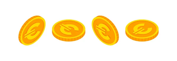 Pièces Isométriques Serties Signe Euro Cash Euro Currency Game Coin — Image vectorielle