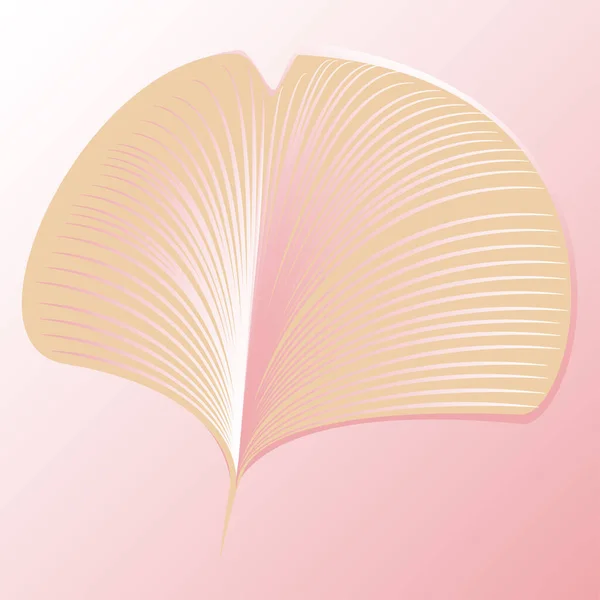 Närbild Ginkgo Biloba Blad Delikat Rosa Färg Med Vener Vektorillustration — Stock vektor