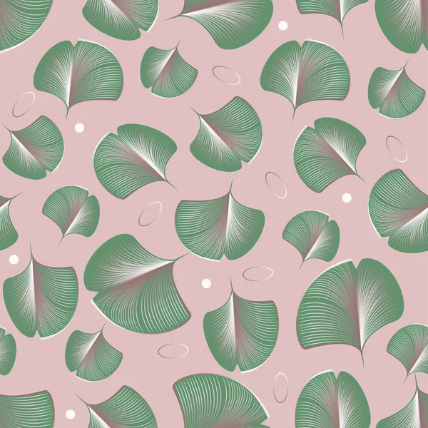 Tropische Ginkgo Biloba Blätter Und Dekor Trendigem Grün Und Rosa — Stockvektor
