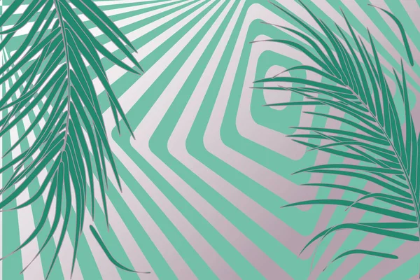Tropiklerde Dekoratif Palmiye Yaprakları Olan Vektör Yatay Arkaplan Çizgili Labirent — Stok Vektör