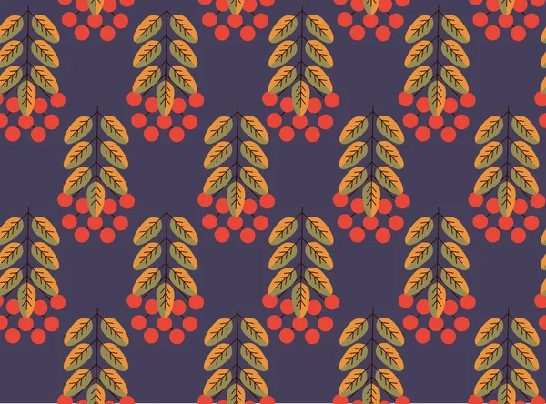 Herbst Hintergrund Herbstblätter Vogelbeeren Nahtloser Vektorhintergrund Für Werbung Verkauf Orange — Stockvektor