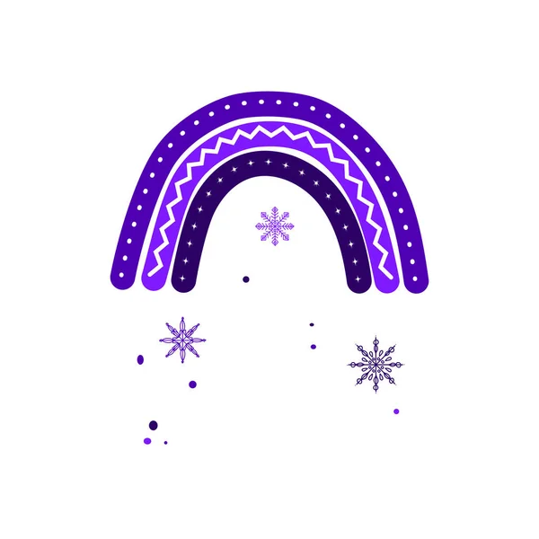 Magie Hiver Arc Ciel Chutes Neige Illustration Tendance Dans Les — Image vectorielle