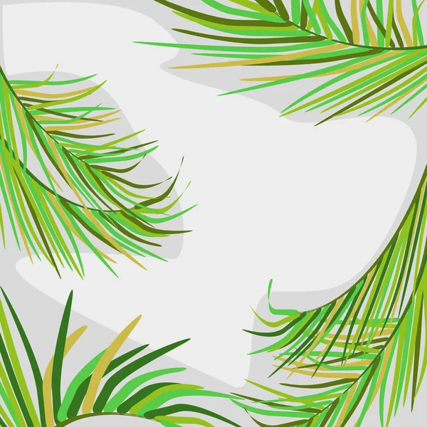 Dekoratif Palmiye Yapraklı Vektör Arkaplan Açık Arkaplanlı Gölgeli Parlak Yeşil — Stok Vektör