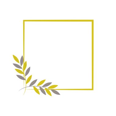 Kare şeklinde çerçeve, çiçekli süsleme. Tahta yapraklar ve dallarla süslenmiş. Tatil için vektör illüstrasyonu, düğün tasarımı, sevgililer günü, spor müsabakası galibi, diploma