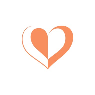 Romantic banner contour heart of pink color on white background. Graphic drawing, isolate for logo. Vector illustration for cards, congratulations, wedding invitations, Valentine's Day.