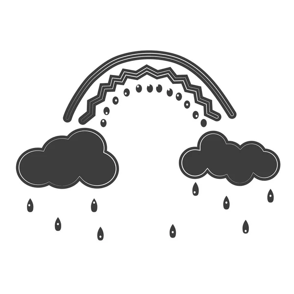 Графические Облака Радуга Дождь Художественное Декоративное Изображение Погоды Векторный Рисунок — стоковый вектор