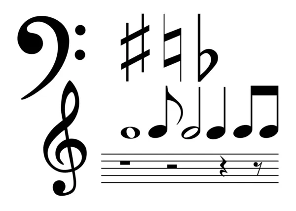Muzieknoten en tekenen — Stockvector