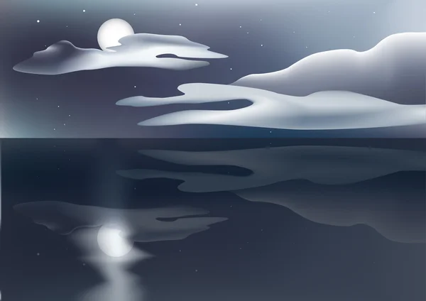 Paysage nocturne avec la lune — Image vectorielle