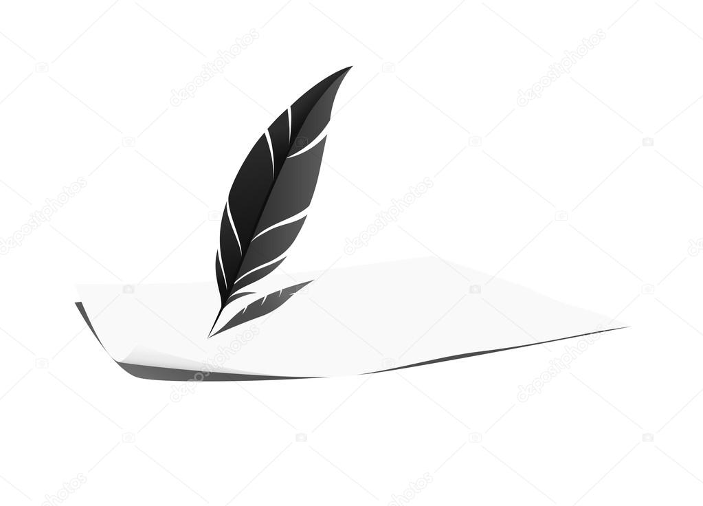 Download Feather and paper — Stock Vector © cmeree #43950225