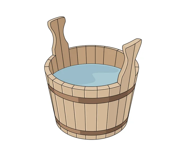 Wooden basin with water — Stock Vector